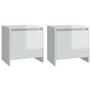 vidaXL 2x Bedside Cabinets High Gloss White Home Organiser
