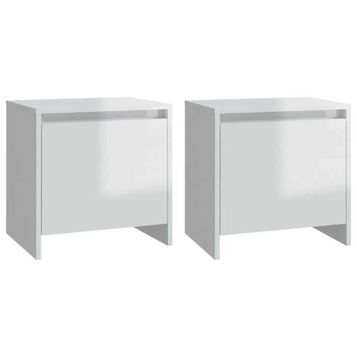 vidaXL 2x Bedside Cabinets High Gloss White Home Organiser