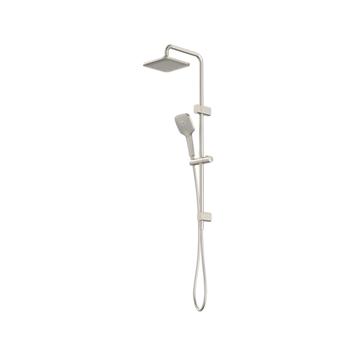 Caroma Brushed Nickel Luna Multi-Function Rail Shower With Overhead WELS 4 Star 7.5L/min