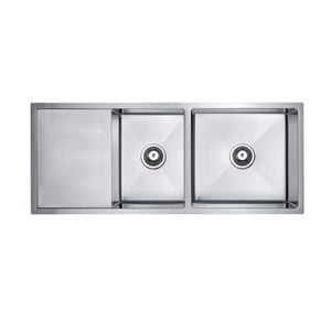 Mondella 1140mm Rococo Stainless Steel 1 And 1/2 Bowl Ledger Sink With Drainer