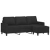 vidaXL 3-Seater Sofa with Footstool 3-Seater Couch Lounge Sofa Black Fabric