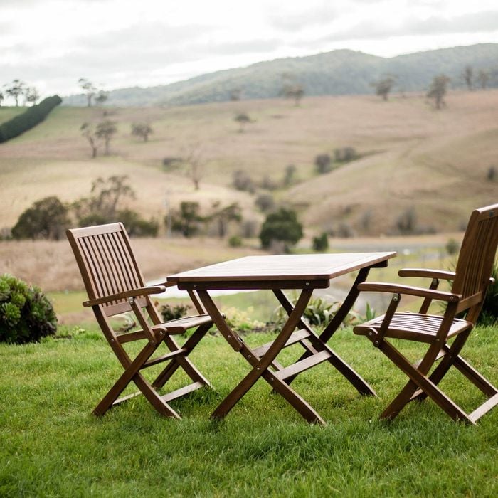 QFurniture Maculata Square Folding Table Brown Bunnings Australia