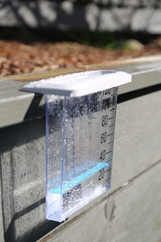 Rain meter attached to wall