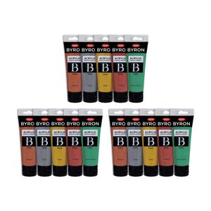 3x 5pc Jasart Byron 75ml Acrylic Paint Set Medium-bodied Art Painting Metallic