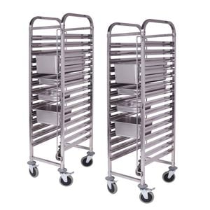 SOGA 2X 16-Tier GN 1/1 Pan Bakery Trolleys – Stainless Steel