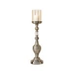 Soga 49.5cm Glass Candlestick Candle Holder Stand Pillar Glass/iron Metal
