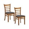 Linaria Dining Chair Set of 2 Crossback Solid Rubber Wood Fabric Seat - Walnut