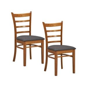 Linaria Dining Chair Set of 2 Crossback Solid Rubber Wood Fabric Seat - Walnut