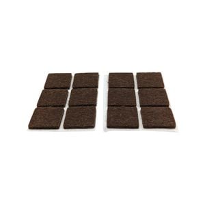 Surface Gard 19 x 19mm Brown Square Felt Floor Protection - 12 Pack