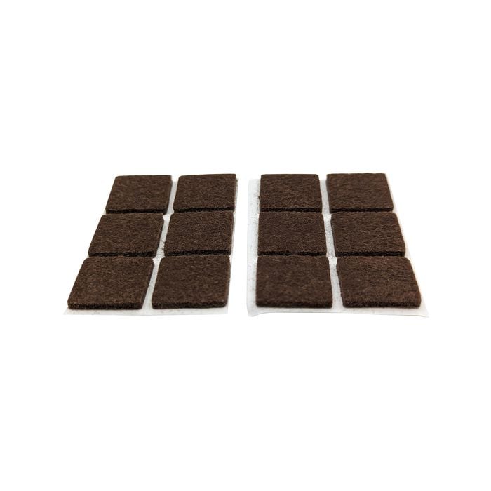 Surface Gard 19 x 19mm Brown Square Felt Floor Protection - 12 Pack