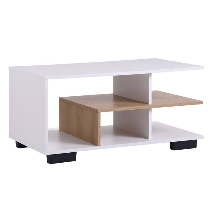 Artiss Coffee Table 90cm White & Wood