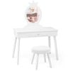 Costway Kidren Dressing Table Stool Set, White
