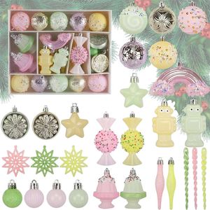 Catzon 45 Pcs Christmas Ornaments Shatterproof Candy Cane Star Balls for Holiday