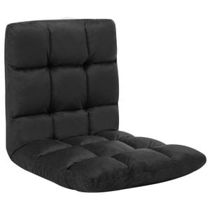 vidaXL Folding Floor Chair Black Microfibre Home Lounger