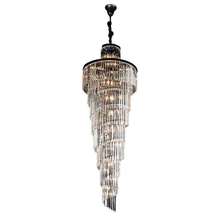 Vencha Chanel  Spiral 35 Light Crystal Chandelier - Black