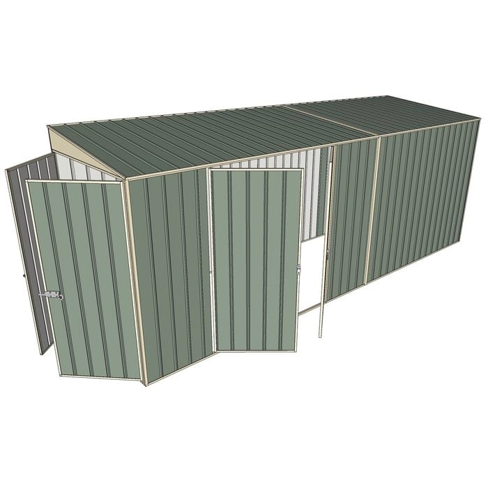 Build-a-Shed 1.5 x 5.2 x 2m Double Hinged Side Door Skillion Shed - Green