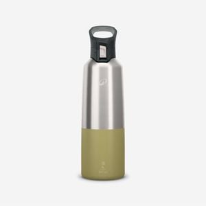 Decathlon - 1l Insulated Stainless Steel Flask 900 With Quick-release Cap For Hiking - Khaki - One Size