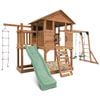 Lifespan Kids Kingston Cubby House, Monkey Bars, Swing Set with 2.2m Pastel Green Slide