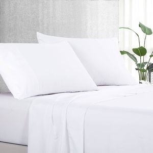Luxton Pure Soft Plain Color 1000TC Bed Sheet Set (White, Single)