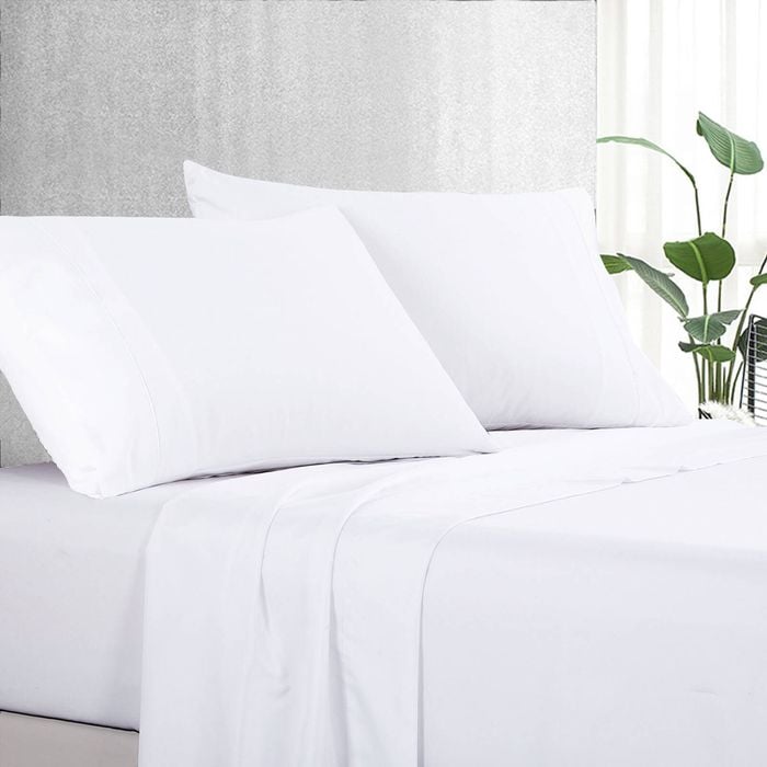 Luxton Pure Soft Plain Color 1000TC Bed Sheet Set (White, Single)