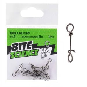 Bite Science Fast Attach Quick Clip Fishing Lure Snap 3  55lb (12pc)