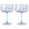Urban Botanicals Floral Coupe Champagne Drinking Glasses Set 16cm Blue