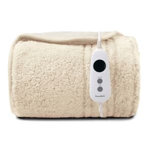 Dreamaker Eve Reversible Sherpa & Coral Fleece Electric Heated Throw Blanket Cream 130 X 160cm | Overheat Protection
