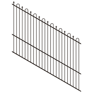 ProtectorAl 1201 - 2400 x 1800mm Black Satin Raked 16-30º Loop And Spear Top Pool Fence Panel - Black