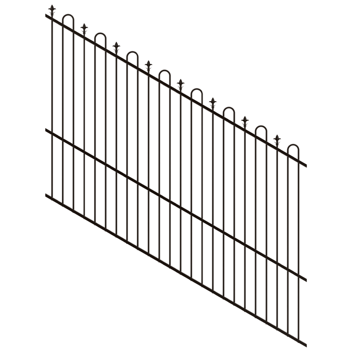 ProtectorAl 1201 - 2400 x 1800mm Black Satin Raked 16-30º Loop And Spear Top Pool Fence Panel - Black