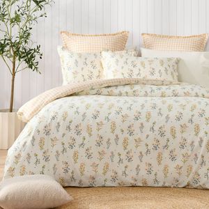 Dreamaker Wildflower Cotton Reversible Quilt Cover Set Queen Bed