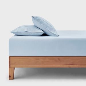 Dreamaker Bonnie Washed Cotton Fitted Sheet Set Sky King Bed
