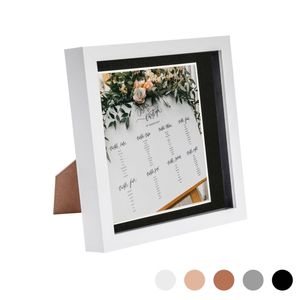 Nicola Spring 8 X 8 3d Shadow Box Photo Frame - Craft Display Picture Frame With 6 X 6 Mount - Glass Aperture - White