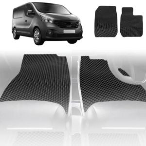 6D Diamond Car Floor Mats for Renault Trafic 2014-Current-Front Set-Black-Outback GT
