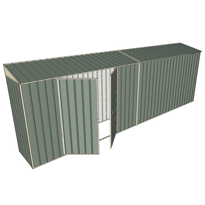 Build-a-Shed 0.8 x 6 x 2m Skillion Shed with Double Hinged Side Doors - Green