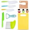 Kids Wooden Kitchen Knife Set with Safe Serrated Edges and Accessories