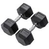 METEOR 27.5kg Pair Rubber Hex Dumbbells