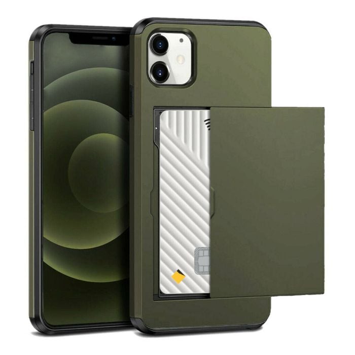 Hard Case Wallet Card Slot Cover - For Apple iPhone XS Max (Green)