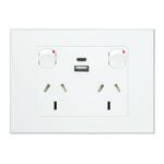 HPM White VIVO Double Powerpoint with Type A+C 15W USB Charger Mechanism
