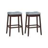 Costway 2x Saddle Bar Stools Padded Barstools 74cm Brown