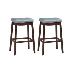 Costway 2x Saddle Bar Stools Padded Barstools 74cm Brown