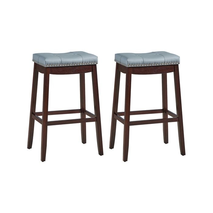 Costway 2x Saddle Bar Stools Padded Barstools 74cm Brown