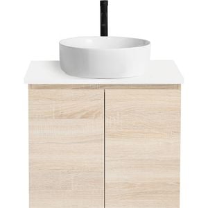 CIBO 600mm Coast Veneer Nordic Wall Hung Bathroom Vanity With White Countertop Basin