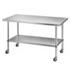 Cefito 1524x762mm Stainless Steel Kitchen Bench w/ Splashback Work Table Prep Bench Commercial 430