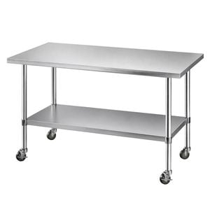 Cefito 1524x762mm Stainless Steel Kitchen Bench w/ Splashback Work Table Prep Bench Commercial 430