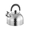 Catzon Whistling Tea Kettle 2L with Wood Pattern Cool Grip-Black Silver