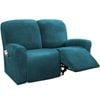Smarcute 2 Seater Velvet Recliner Chair Sofa Cover 6 Piece for 2 Cushion Seat Deep Teal