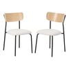 Oikiture 2PCS Dining Chairs Padded Lounge Seat Corduroy Beige
