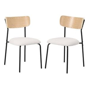 Oikiture 2PCS Dining Chairs Padded Lounge Seat Corduroy Beige