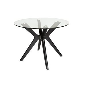 SK Designer Living | Doreen Collection | Round Glass Dining Table | 100cm - Black