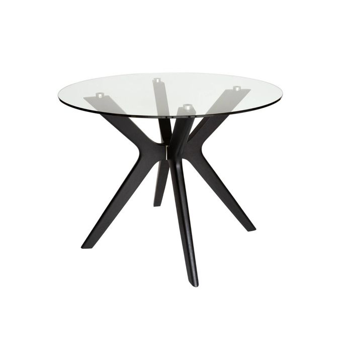 SK Designer Living | Doreen Collection | Round Glass Dining Table | 100cm - Black